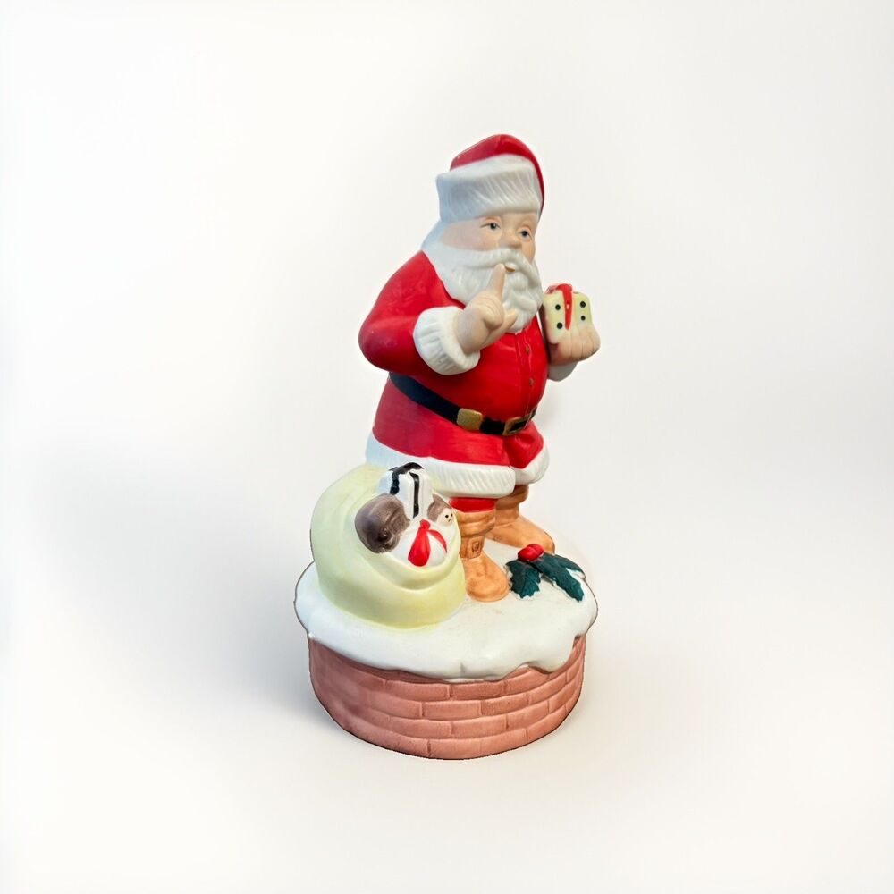 Vintage Musical Porcelain Santa Claus made by Mann 1982 Here Comes Santa Claus - Picture 8 of 11